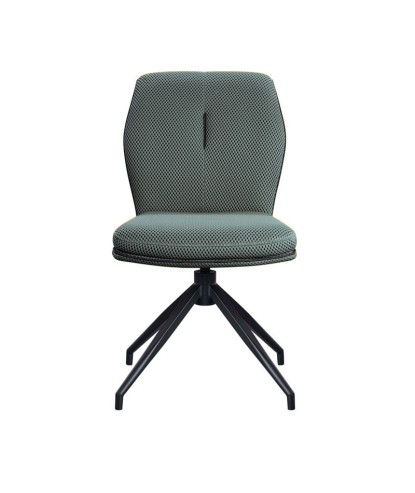 lot 2 chaises pivotantes NINA retro chic tissu texturé vert pied métal araignée