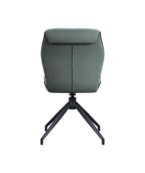 lot 2 chaises pivotantes NINA retro chic tissu texturé vert pied métal araignée vue dos