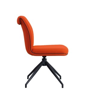 lot 2 chaises pivotantes NINA retro chic tissu texturé rouge pied métal araignée vue coté