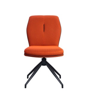 lot 2 chaises pivotantes NINA retro chic tissu texturé rouge pied métal araignée