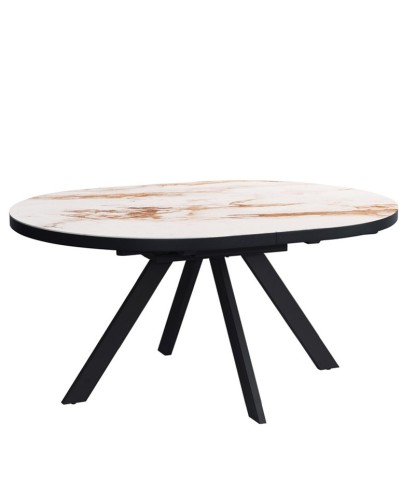 Table repas NATALIA allonges papillon Golden stone 8 personnes