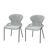 Chaises de table à manger NATALIA Tissu matelassé Gris clair so 70’s. Lot de 2 Chaises de table à manger NATALIA Tissu matelassé Gris clair so 70’s. Lot de 2
