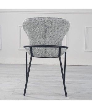 chaise NATALIA Tissu matelasse grise pieds métal retro chic 70s vue dos