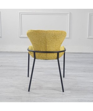 chaise NATALIA Tissu matelasse jaune pieds métal retro chic 70s vue dos