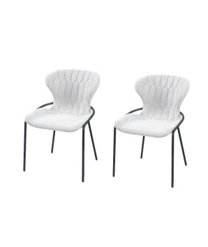 Lot 2 Chaises NATALIA Tissu matelassé Beige. Rétro-Chic 70’S