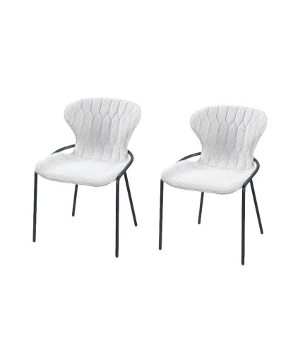 Lot 2 Chaises NATALIA Tissu matelassé Beige. Rétro-Chic 70’S