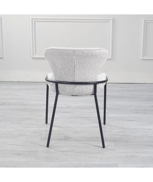 chaise NATALIA Tissu matelasse beige pieds métal retro chic 70s vue dos