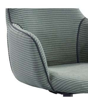 Lot de 2 fauteuils pivotants LOUISA Tissu Vert Confort Rétro-Chic