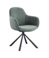Lot de 2 fauteuils pivotants LOUISA Tissu Vert Confort Rétro-Chic Lot de 2 fauteuils pivotants LOUISA Tissu Vert Confort Rétro-Chic