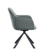 Lot de 2 fauteuils pivotants LOUISA Tissu Vert Confort Rétro-Chic Lot de 2 fauteuils pivotants LOUISA Tissu Vert Confort Rétro-Chic