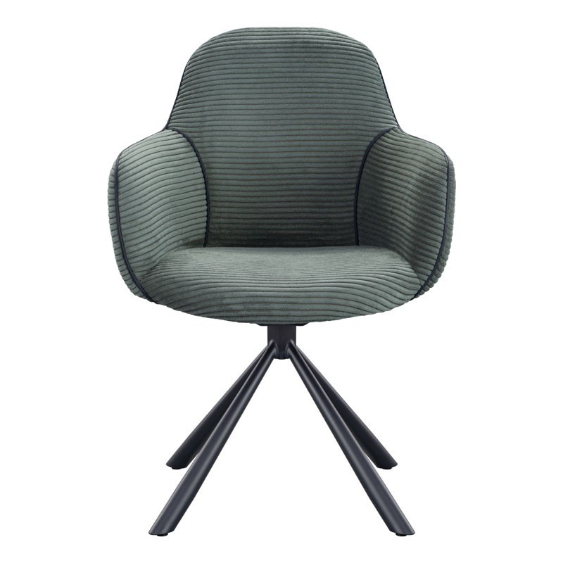 Lot de 2 fauteuils pivotants LOUISA Tissu Vert Confort Rétro-Chic Lot de 2 fauteuils pivotants LOUISA Tissu Vert Confort Rétro-Chic