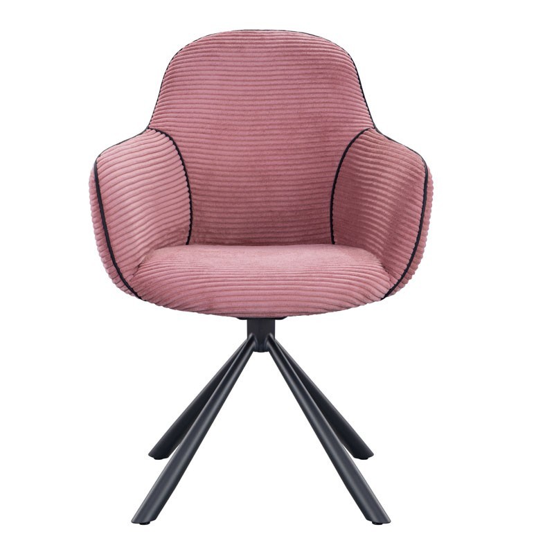Lot de 2 fauteuils pivotants LOUISA Tissu Rose Confort Rétro-Chic Lot de 2 fauteuils pivotants LOUISA Tissu Rose Confort Rétro-Chic