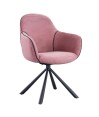 Lot de 2 fauteuils pivotants LOUISA Tissu Rose Confort Rétro-Chic Lot de 2 fauteuils pivotants LOUISA Tissu Rose Confort Rétro-Chic