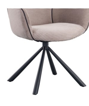 Lot de 2 fauteuils pivotants LOUISA Tissu Beige Confort Rétro-Chic