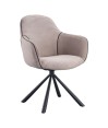 Lot de 2 fauteuils pivotants LOUISA Tissu Beige Confort Rétro-Chic Lot de 2 fauteuils pivotants LOUISA Tissu Beige Confort Rétro-Chic