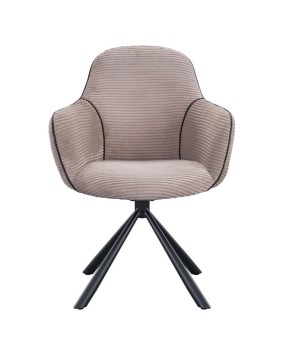 lot 2 fauteuils pivotants LOUISA tissu beige côtelé pied métal araignée retro chic