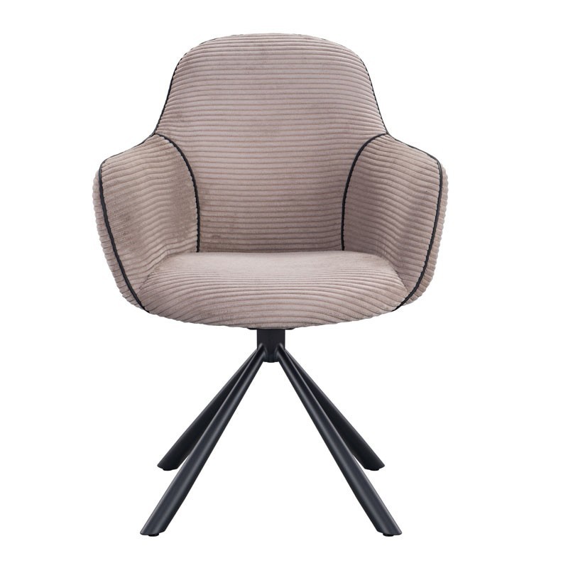 Lot de 2 fauteuils pivotants LOUISA Tissu Beige Confort Rétro-Chic Lot de 2 fauteuils pivotants LOUISA Tissu Beige Confort Rétro-Chic