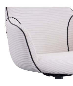 Lot de 2 fauteuils pivotants LOUISA Tissu Blanc Confort Rétro-Chic