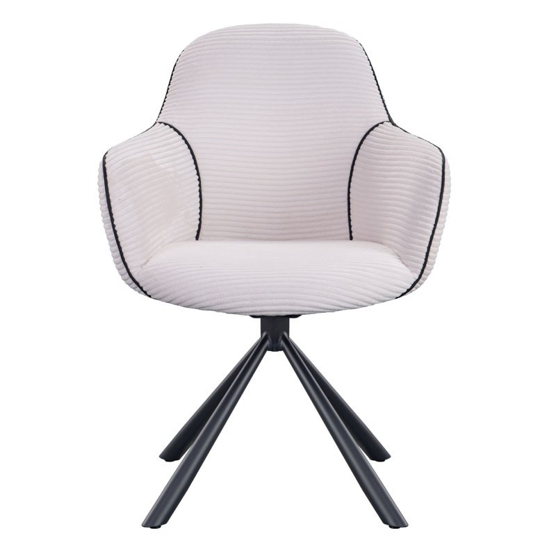 Lot de 2 fauteuils pivotants LOUISA Tissu Blanc Confort Rétro-Chic Lot de 2 fauteuils pivotants LOUISA Tissu Blanc Confort Rétro-Chic
