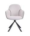 Lot de 2 fauteuils pivotants LOUISA Tissu Blanc Confort Rétro-Chic Lot de 2 fauteuils pivotants LOUISA Tissu Blanc Confort Rétro-Chic