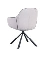 Lot de 2 fauteuils pivotants LOUISA Tissu Blanc Confort Rétro-Chic Lot de 2 fauteuils pivotants LOUISA Tissu Blanc Confort Rétro-Chic