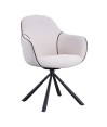 Lot de 2 fauteuils pivotants LOUISA Tissu Blanc Confort Rétro-Chic Lot de 2 fauteuils pivotants LOUISA Tissu Blanc Confort Rétro-Chic