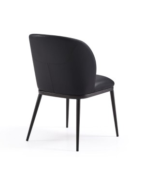 lot 2 fauteuils pivotants LAETITIA similicuir Noir pied métal mid century vue dos