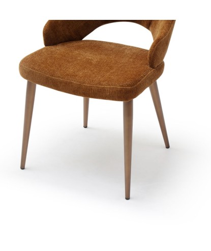 Chaises pour table à manger CRISTINA Rétro-Chic Tissu bronze - Lot de 2