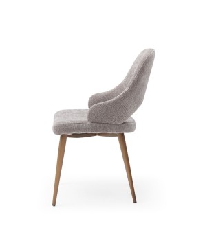 lot de 2 chaises CHRISTINA tissu gris enveloppante pied métal retro chic vue cote