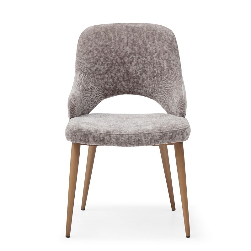 Lot de 2 chaises CRISTINA tissu gris enveloppante pied metal retro chic