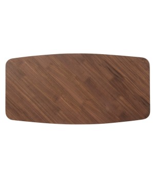Table basse rectangulaire CHRISTINA plateau detail noyer pied col de chemise bronze design sculptural