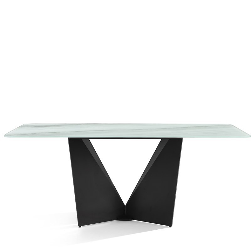 Table repas ALEXIA pieds Sculpturale plateau jade pour 8 personnes Table repas ALEXIA pieds Sculpturale plateau jade pour 8 personnes
