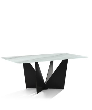 Table repas ALEXIA pieds Sculpturale plateau jade pour 8 personnes
