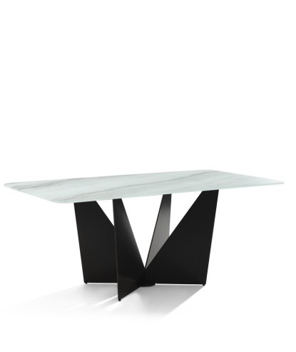 Table repas ALEXIA pieds Sculpturale plateau jade pour 8 personnes