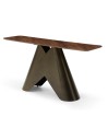 Console CRISTINA noyer pied bronze design col de chemise