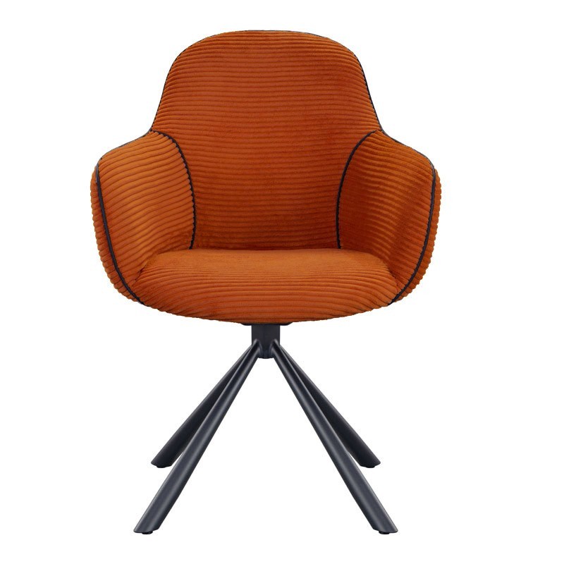 Lot de 2 fauteuils pivotants LOUISA Tissu Terracotta Confort Rétro-Chic Lot de 2 fauteuils pivotants LOUISA Tissu Terracotta Confort Rétro-Chic