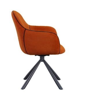 lot 2 fauteuils pivotants LOUISA tissu terracotta côtelé pied métal araignée retro chic vue coté