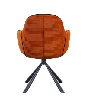 lot 2 fauteuils pivotants LOUISA tissu terracotta côtelé pied métal araignée retro chic vue dos