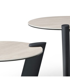 table basse plateau pivotant céramique travertin ORCHIDEE sculpturale modernisme italien detail