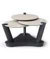 Table basse 3 plateaux pivotants céramique Travertin ORCHIDEE