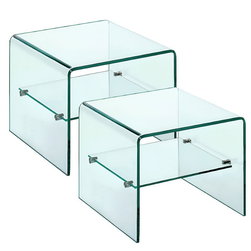 Bout de canapé verre trempé ECO. Lot de 2 Bout de canapé verre trempé ECO. Lot de 2