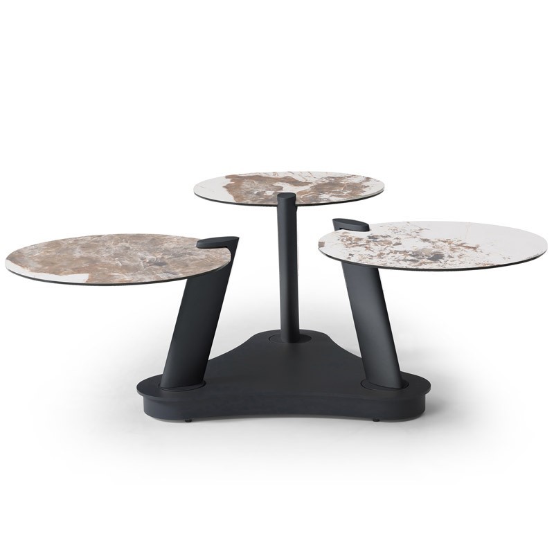 table basse ORCHIDEE 3 plateaux ceramique pandora pivotant sculpturale modernisme italien