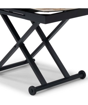 Table relevable STAND UP céramique pandora polymorphe rectangulaire ou ronde design industriel modernisé detail roulette