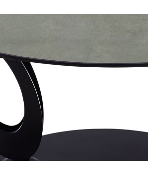 Table basse OGIVE plateaux pivotant céramique shadow verre détail pieds design organique