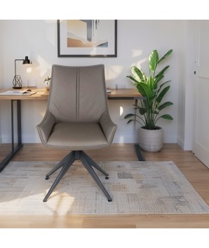 Lot de 2 chaises pivotantes LEA cuir Gris dans bureau