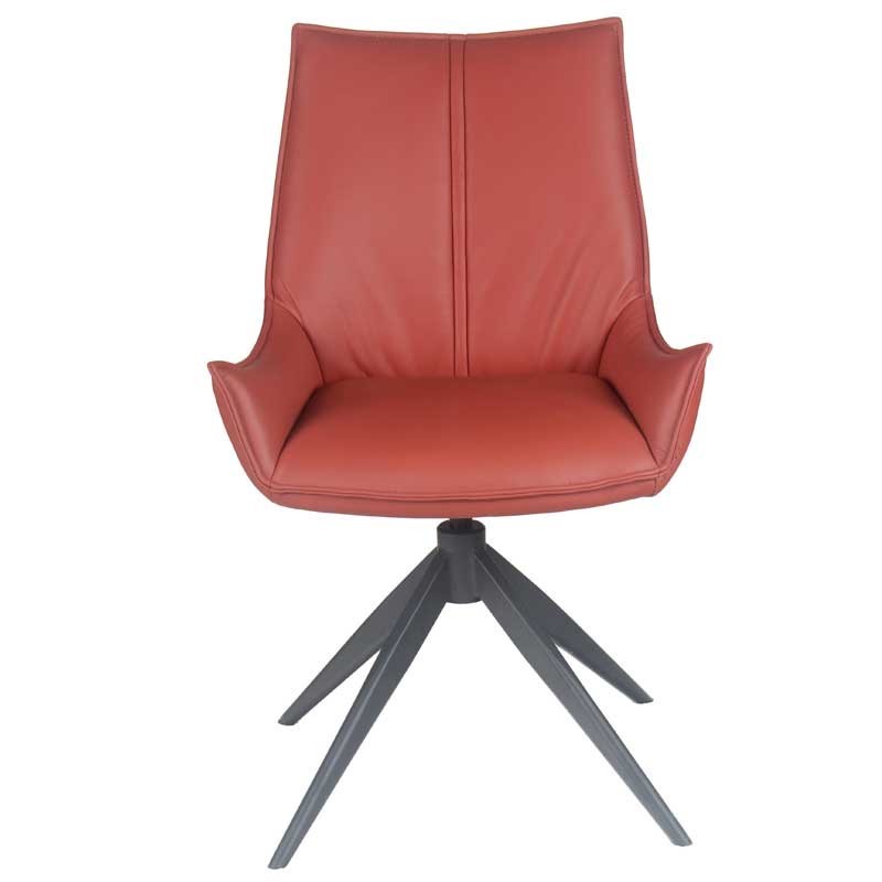 Chaise pivotante design LEA cuir Rouge - Lot de 2