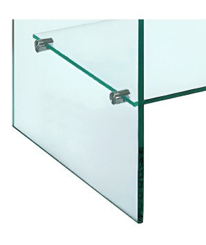 coin canapé ECO vendu par deux verre courbe incolore détail étagère design minimaliste