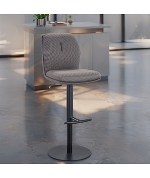 Tabouret de bar réglable rétro chic NINA tissu texturé Gris dans cuisine