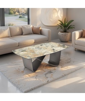 Table basse OMEGA céramique Lezzia pied Sculptural dans salon