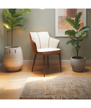Lot de 2 fauteuils ANGELA tissu Beige-Moka dans pièce intérieure
